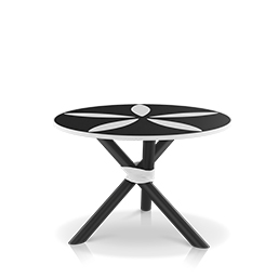 Sand Dollar Dining Table 48" Tex Black - Black and White Duraboard